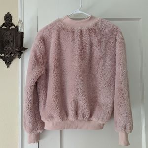 Cozy soft pink fuzzy sweatshirt